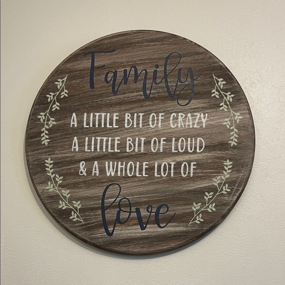 Rustic Family Wall Sign - Grayish Blue  and White